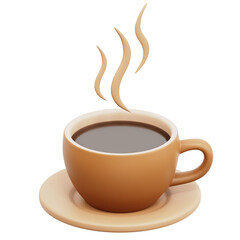 Autumn Theme Hot Coffee 3D icon Isolate Transparent Background, 3D Rendering illustration	