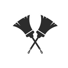crossed broom  icon of cleaner vector element design template