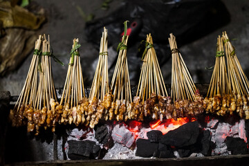 Satay with small cutlets like flies called satay lalat, made from chicken, rabbit or  meat goat...