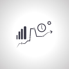 efficiency icon. optimization sign. chart with clock icon