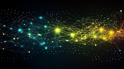 Fototapeta premium Big data visualization. Abstract background with interweaving of dots and connection, AI ,Futuristic technology Artificial Intelligence . 3D rendering.