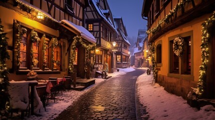 Fototapeta na wymiar Old town in Christmas time, Alsace France