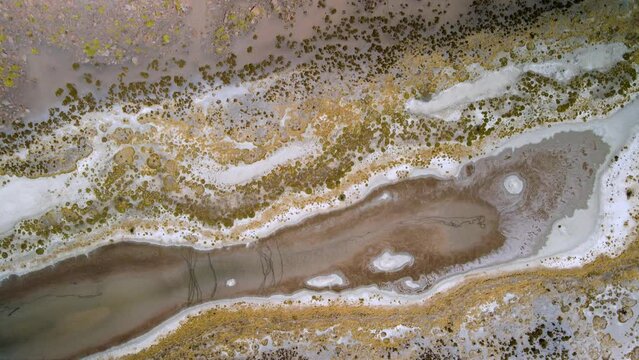 Aerial view of Lauca National Park, in Chile - top down, drone shot