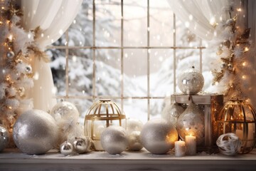 Heartwarming Christmas setup with sparkling ornaments