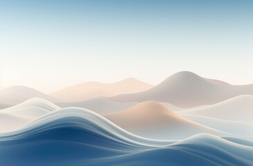 Fototapeta na wymiar abstract wave background, Sunset landscape of blue and yellow sand dunes with mountain and sky. created by generative AI technology.