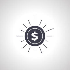 coin money icon. glowing coin icon