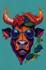 Zelfklevend Fotobehang A detailed illustration of a Bull for a t-shirt design, wallpaper, and fashion © RENDISYAHRUL