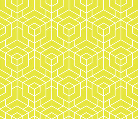 The geometric pattern with lines. Seamless vector background. White and yellow texture. Graphic modern pattern. Simple lattice graphic design