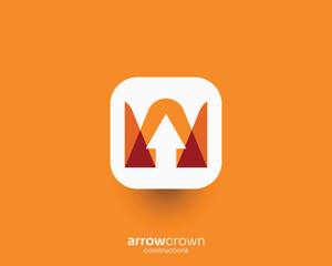 Creative arrow letter a crown logo