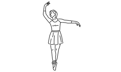 line art of woman ballet dancer