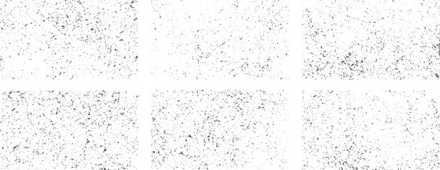 Overlay textures set stamp with grunge effect. Old damage Dirty grainy and scratches. Set of different distressed black grain texture. Distress overlay vector textures.	