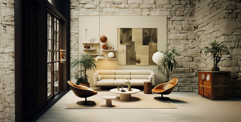 a chic and modern mood board for a luxury living room. Generative Ai content