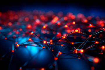  glowing lines on dark background, technology and science