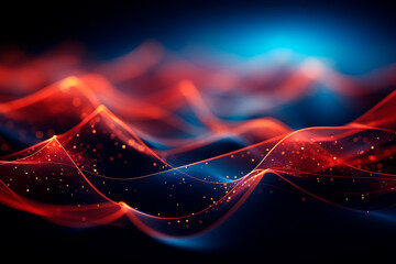  glowing lines on dark background, technology and science