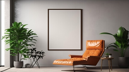 3d render of a Poster frame mock-up in a modern room