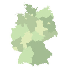 German map administration region in outline green color. Map of Germany 