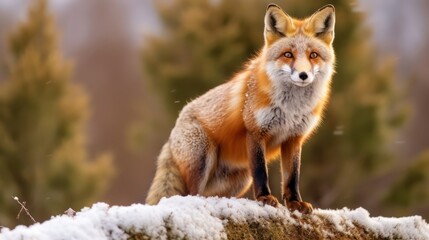 Naklejka na ściany i meble red fox vulpes in the snow