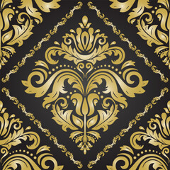 Orient vector classic pattern. Seamless abstract background with vintage elements. Orient black and golden pattern. Ornament for wallpapers and packaging