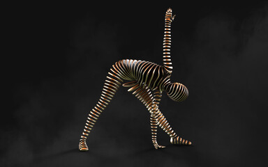 3d Illustration of model slice girl in yoga poses on black background with clipping path. Yoga concept.