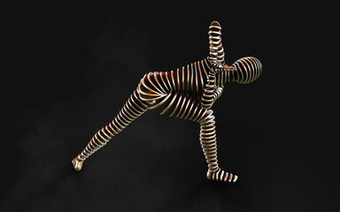 3d Illustration of model slice girl in yoga poses on black background with clipping path. Yoga concept.