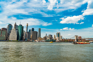 Fototapeta premium skyscraper skyline of manhattan. new york downtown architecture. city skyscraper of manhattan. Manhattan landmarks. modern skyscraper cityscape in midtown. architectural cityscape in new york city