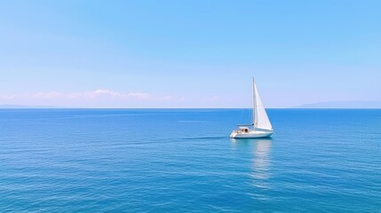 Obraz premium Beautiful yacht sailing boat on the sea with blue sky 