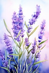 watercolor lavender branches macro