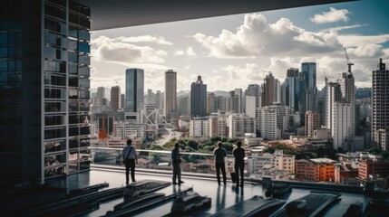 Silhouette business people with city background, architect