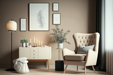 Bright classic interior design with elegant furniture. Illustration generative AI