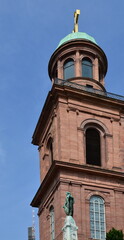 Fototapeta na wymiar Historical Church in the Old Town of Frankfurt at the River Main, Hessen