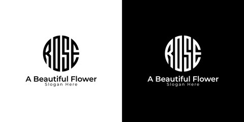 Word ROSE creative circle 4 Letters logo design vector
