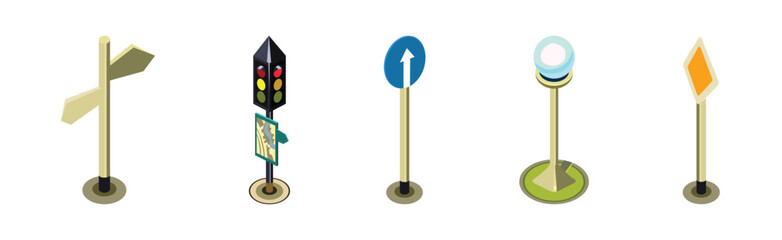 City Street Urban Element and Icon Isometric Vector Set