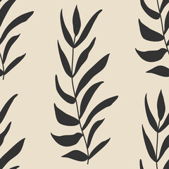 Fototapeta na wymiar Trendy vintage minimalist seamless botanical pattern background