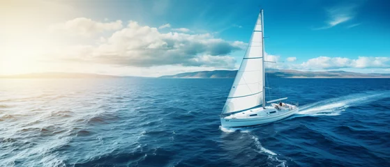 Deurstickers Aerial image of beautiful sailboat cruising © Hassan