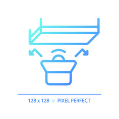 2D pixel perfect gradient soundproof ceiling gradient icon, isolated vector, soundproofing blue thin line illustration.