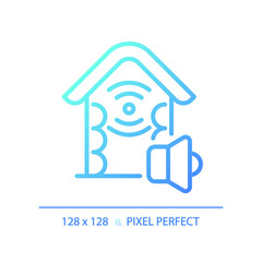 2D pixel perfect gradient soundproof walls gradient icon, isolated vector, soundproofing blue thin line illustration.