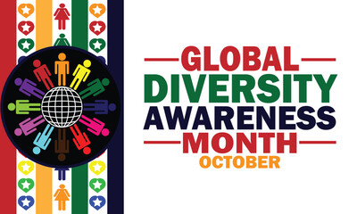 Global Diversity Awareness Month Vector illustration Backdrop with colorful shapes and designs. Modern diversity awareness month October backdrop