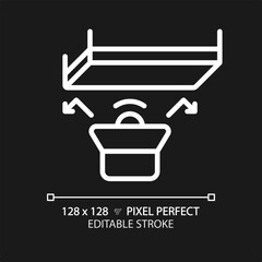 2D pixel perfect editable soundproof ceiling white icon, isolated vector, soundproofing thin line illustration.