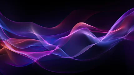 Zelfklevend Fotobehang Neon colour purple lines on black background. Creative abstract wallpaper, ai generated © Ирина Рычко