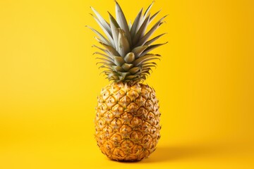 pineapple on table with yellow background