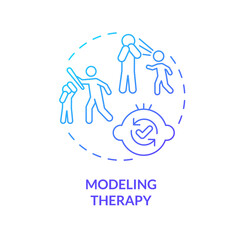 2D gradient modeling therapy blue thin line icon concept, isolated vector, illustration representing behavioral therapy.