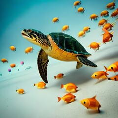 turtle swimming in the sea Generator by using AI Technology