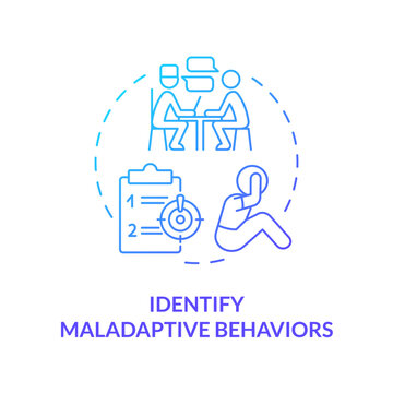 2D gradient identify maladaptive behaviors blue thin line icon concept, isolated vector, illustration representing behavioral therapy.