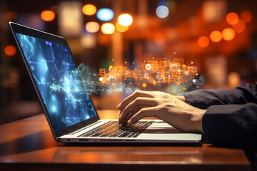 person typing on a laptop