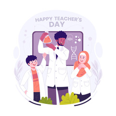 Happy teacher's day flat illustration