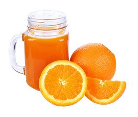 Full glass of orange juice and Orange fruit transparent png