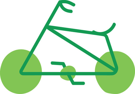 Green bicycle. reuse symbol isolated. Recycle sign for ecological design. Hand drawn vector icon.