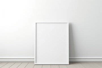 empty white frame mockup with white wall