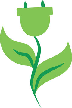 Renewable energy. Green flower. Recycle sign for ecological design zero waste lifestyle. Hand drawn vector recycle icon.