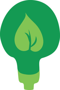 green light bulb. Recycle sign for ecological design zero waste lifestyle. Hand drawn vector recycle icon with leaf.